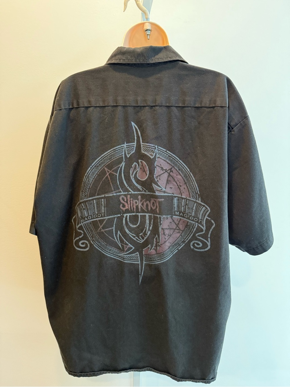 Vintage AA Slipknot Graphic Short-Sleeve Button Down Shirt Black Size XL Grunge